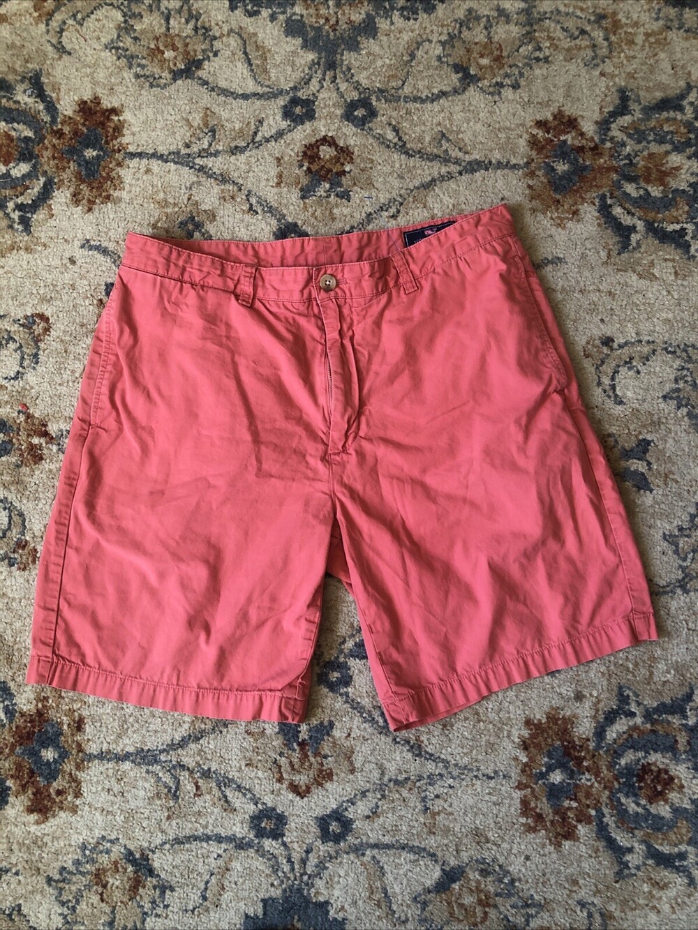 Vineyard Vines Club Shorts Mens 35 Pink Chino Flat Khaki Whale
